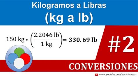 Convierte el valor mayor de un kilogramo en una libra en unos segundos o viceversa con un solo clic. ... Paso 2: Escriba el factor de conversión para "1 kg en libras". 1 kg = 2.20462 libras . Paso 3: Ponga los valores en el factor de conversión anterior y …